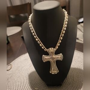 Chunky Cross Multi Chain Necklace